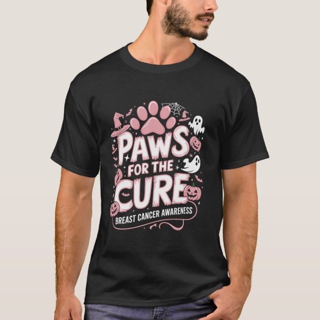 Pink Paws for the Cure Breast Cancure Cure Dog Yea T-Shirt (Vorderseite)