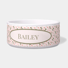 Pink Paws, Knochen & Herz Keramik Pet Bowl Napf