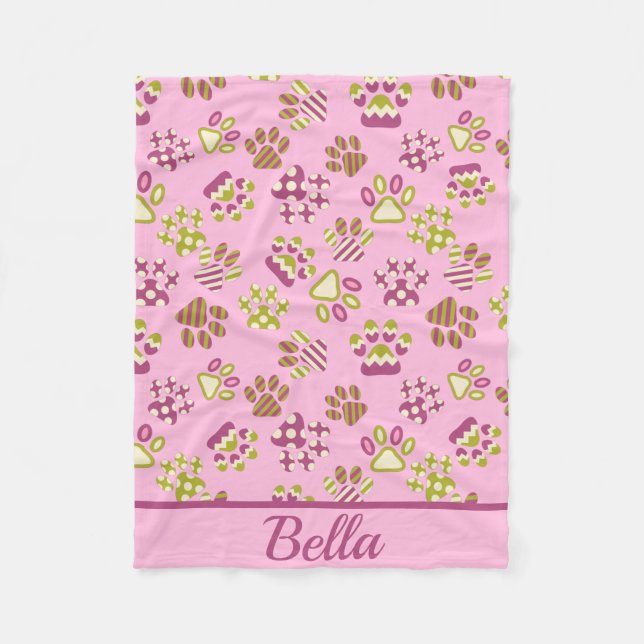 Pink Paws Pet Fleece Blanket (Vorderseite)
