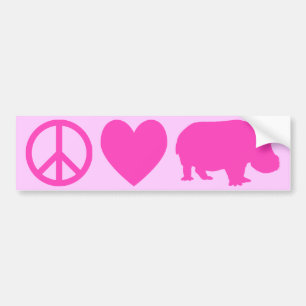 Pink Peace Liebe und Hippos Autoaufkleber