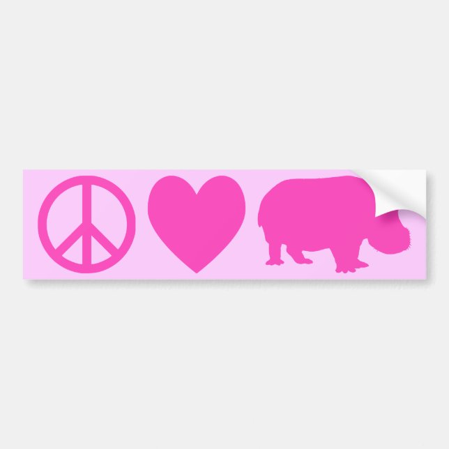 Pink Peace Liebe und Hippos Autoaufkleber (Vorne)
