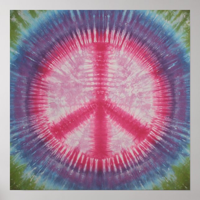 Pink Peace Sign Gefärbte Krawatte Poster (Vorne)
