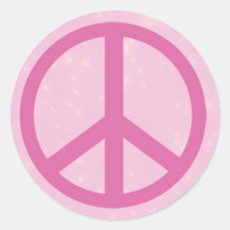 Pink Peace Sign.jpg Runder Aufkleber