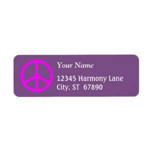 Pink Peace Sign - Lila Namensschild
