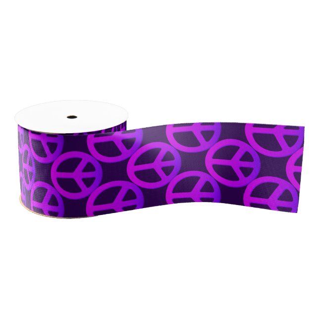 Pink Peace Sign Ribbon Ripsband (Spule)