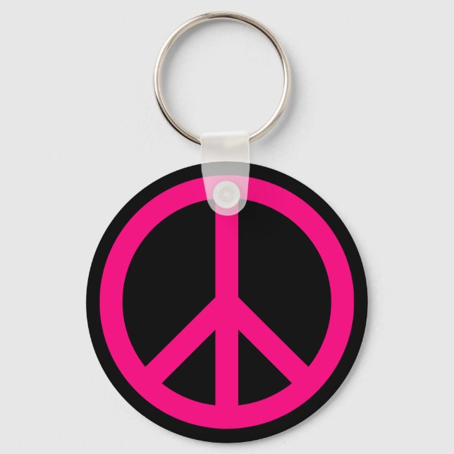 Pink Peace Sign Schlüsselanhänger (Vorderseite)