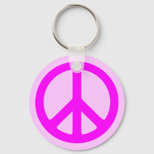 Pink Peace Symbol Schlüsselanhänger