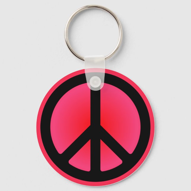 Pink Peace Symbol Schlüsselanhänger (Vorderseite)
