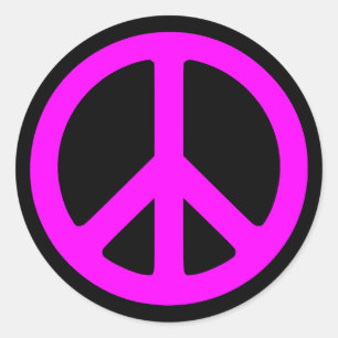 Pink Peace Symbol Stickers