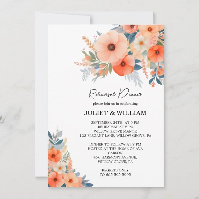 Pink Peach 70er 80er 90s Farbenfrohe Probe Abendes Einladung (Vorderseite)