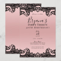Pink Peach Black Lace Dirty 30 30. Geburtstag