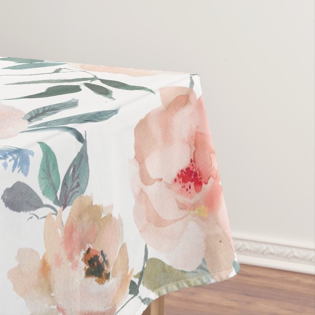 Pink Peach Blue Floral Watercolor Tableclout Tischdecke (Beispiel)