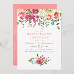 Pink Peach Blume Bridesmaids Luncheon Einladung