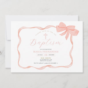 Pink Peach Bow Einladung zur Weihnachtsfeier
