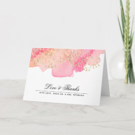 Pink | Peach Branches Wedding Danke Foto Card