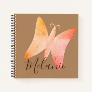 Pink Peach Butterfly Personalisiert Spiral Noteboo Notizbuch