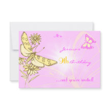 Pink Peach Butterfly RSVP Karte