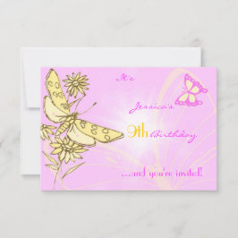 Pink Peach Butterfly RSVP Karte