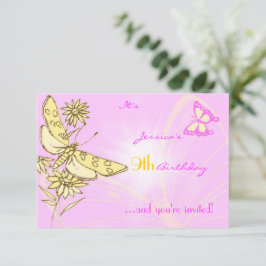 Pink Peach Butterfly RSVP Karte