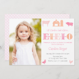 Pink Peach EIO Petting Zoo Girl Geburtstagsparty Einladung