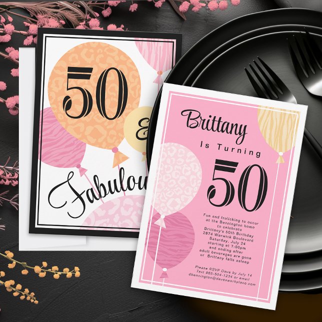 Pink Peach Fabulous 50 Geburtstag Einladung (Von Creator hochgeladen)