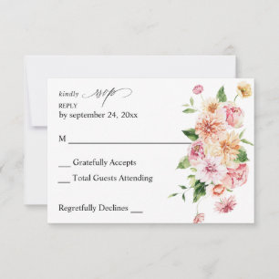 Pink & Peach Floral & Grüne am UAWG RSVP Karte