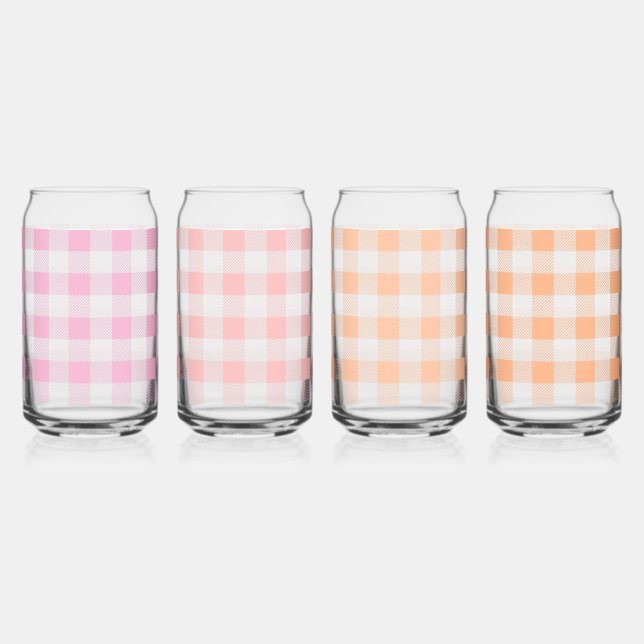 Pink Peach Gingham Pattern Dosenglas (Vorderseite)