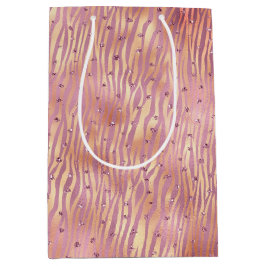 Pink Peach Glitzy Glitzern Sparkle Zebra Print Mittlere Geschenktüte