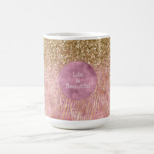 Pink Peach Glitzy Gold Glitzern Sparkasse Zebra Pr Kaffeetasse