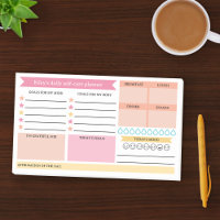 Pink Peach Goals Mood Daily Selfcare Planner