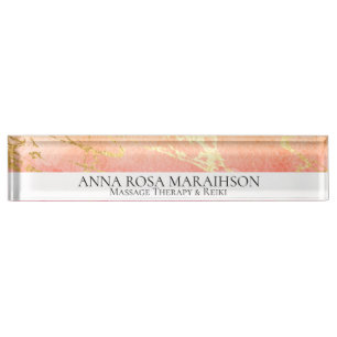 *~* Pink Peach Gold Foil AP3 Schreibtisch Name Pla Namensplakette