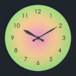 Pink Peach Green Gradient Ombre Große Wanduhr<br><div class="desc">Schöne digitale Aquarell Pink Peach Green Farbverlauf ombre Design. Gradient Sommer Geschenke.</div>