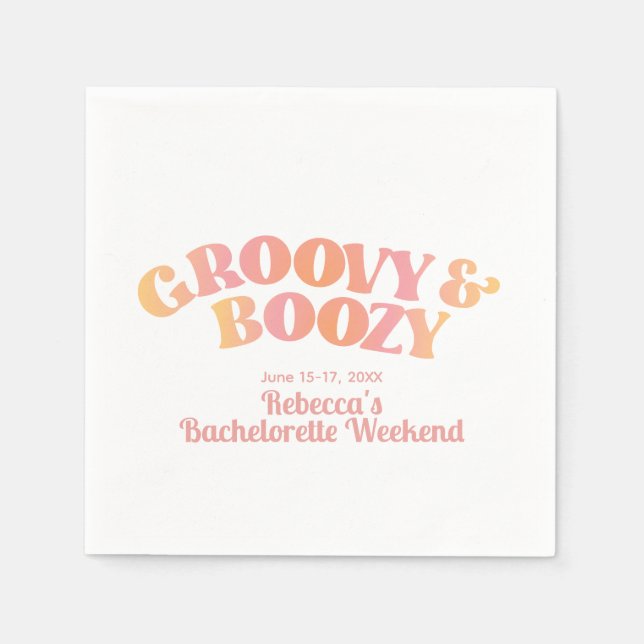 Pink Peach Groovy und Boozy Custom Napkins Serviette (Vorderseite)
