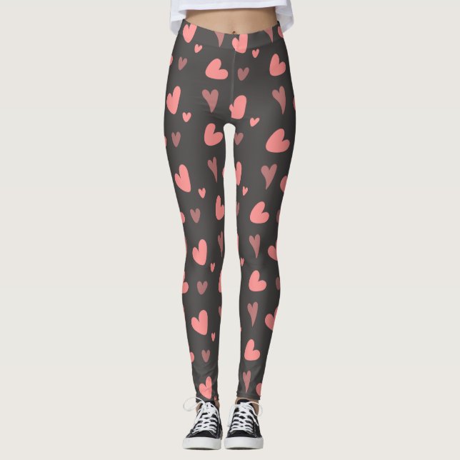 Pink Peach Hearts Leggings (Vorderseite)