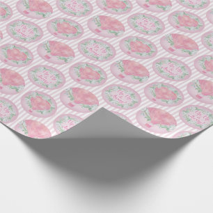 Pink Peach Hot Air Ballon - Blumenmuster Geschenkpapier