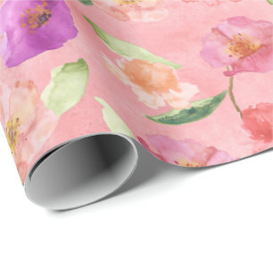 Pink Peach Lila Garden Blumen Geschenkpapier