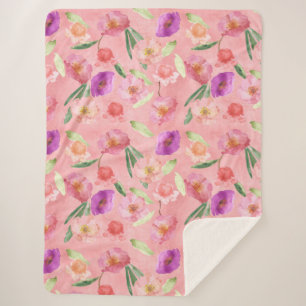 Pink Peach Lila Garden Blumen Sherpadecke
