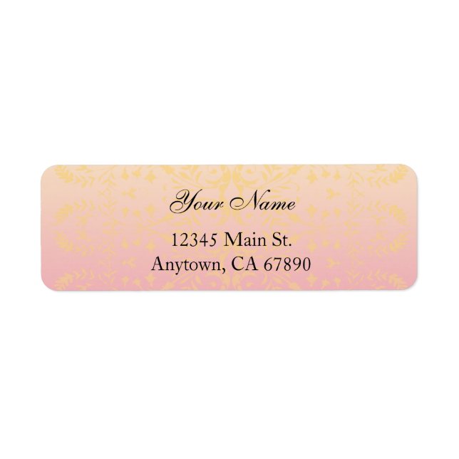 Pink Peach Pastel Damask Custom Address Labels (Vorne)