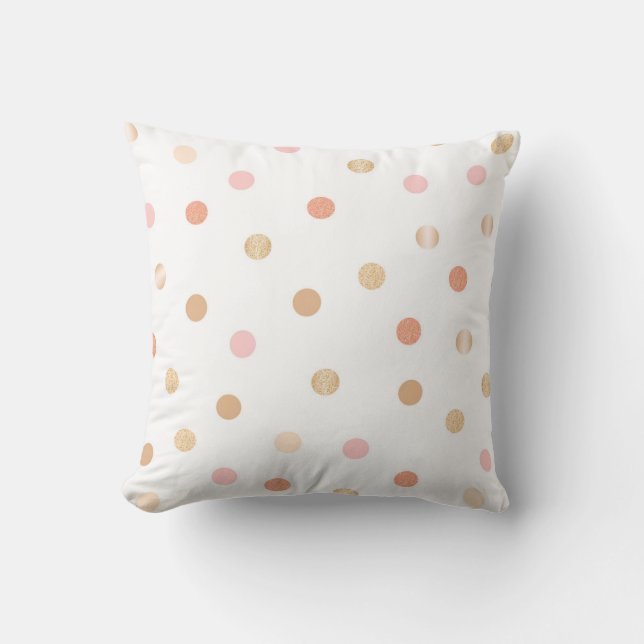 Pink & Peach Polka Dot Kissen (Vorderseite)