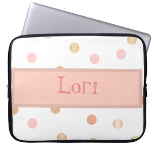 Pink & Peach Polka Dot Laptopschutzhülle