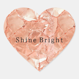 Pink Peach Rose Gold Glam Herz-Aufkleber