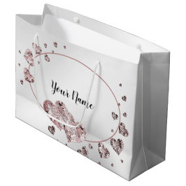 Pink Peach Shiny Hearts Geometrisches Elegant Große Geschenktüte