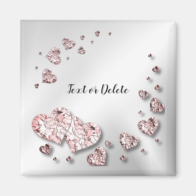 Pink Peach Shiny Hearts Geometrisches Elegant Magnet (Vorne)