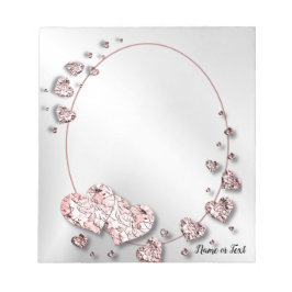 Pink Peach Shiny Hearts Geometrisches Elegant Notizblock