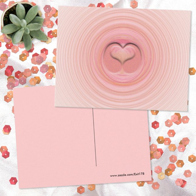 Pink Peach Spirale Abstrakte Herzblende zurück Postkarte (Von Creator hochgeladen)