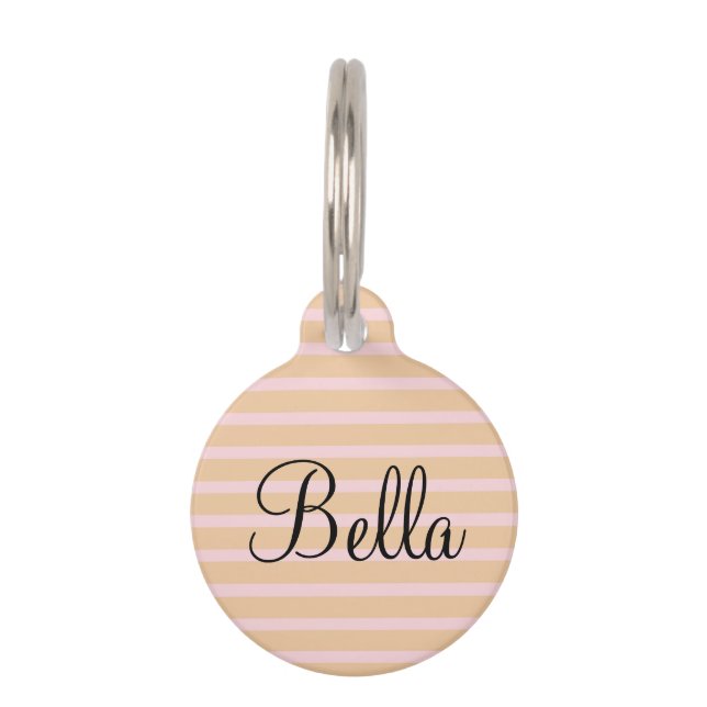 Pink Peach Taffes Streifen für den benutzerdefinie Haustiermarke (Vorderseite)