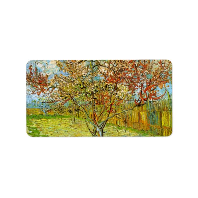 Pink Peach Tree in Blossom von Vincent van Gogh Adressaufkleber (Vorne)