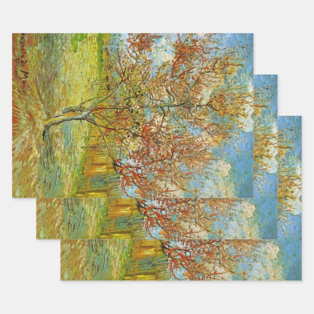 Pink Peach Tree in Blossom von Vincent van Gogh Geschenkpapier Set (Set)
