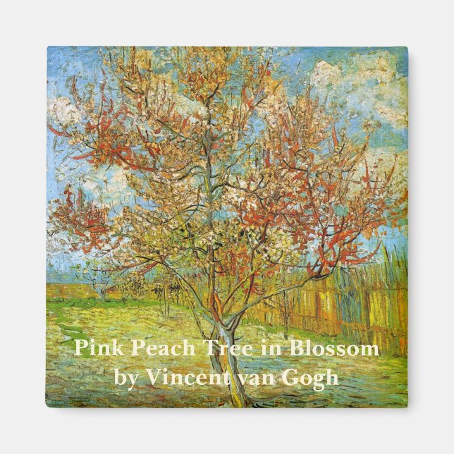 Pink Peach Tree in Blossom von Vincent van Gogh Magnet (Vorne)