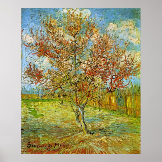 Pink Peach Tree in Blossom von Vincent van Gogh Poster (Vorne)